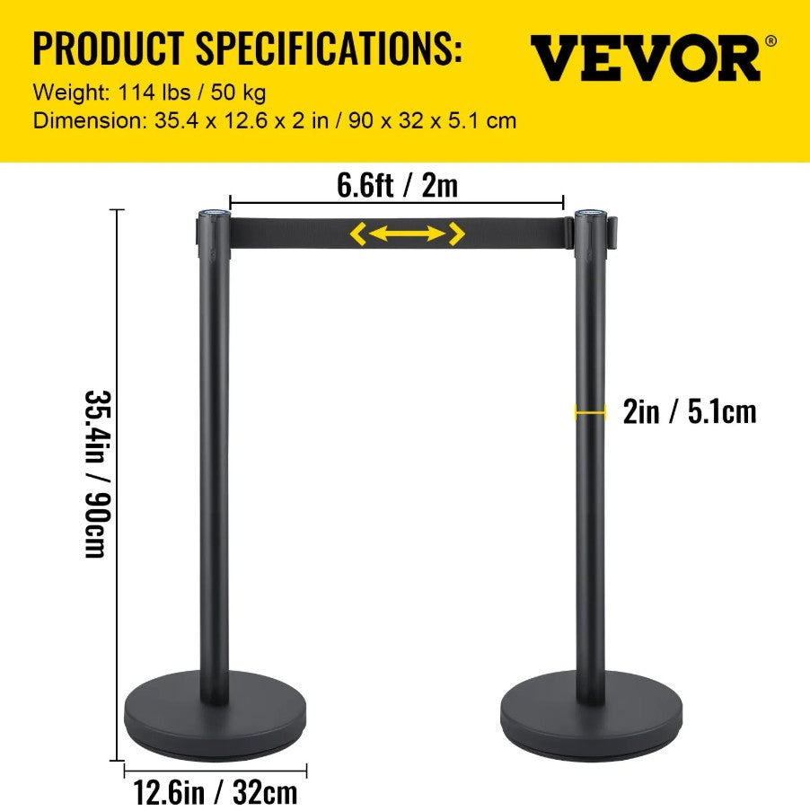 Vevor Crowd Control Stanchions 8-Pack with Retractable Belts Stainless Steel Posts New