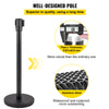 Vevor Crowd Control Stanchion Set 6 PCS Concrete and Metal Base 6.6' Black Retractable Belt New