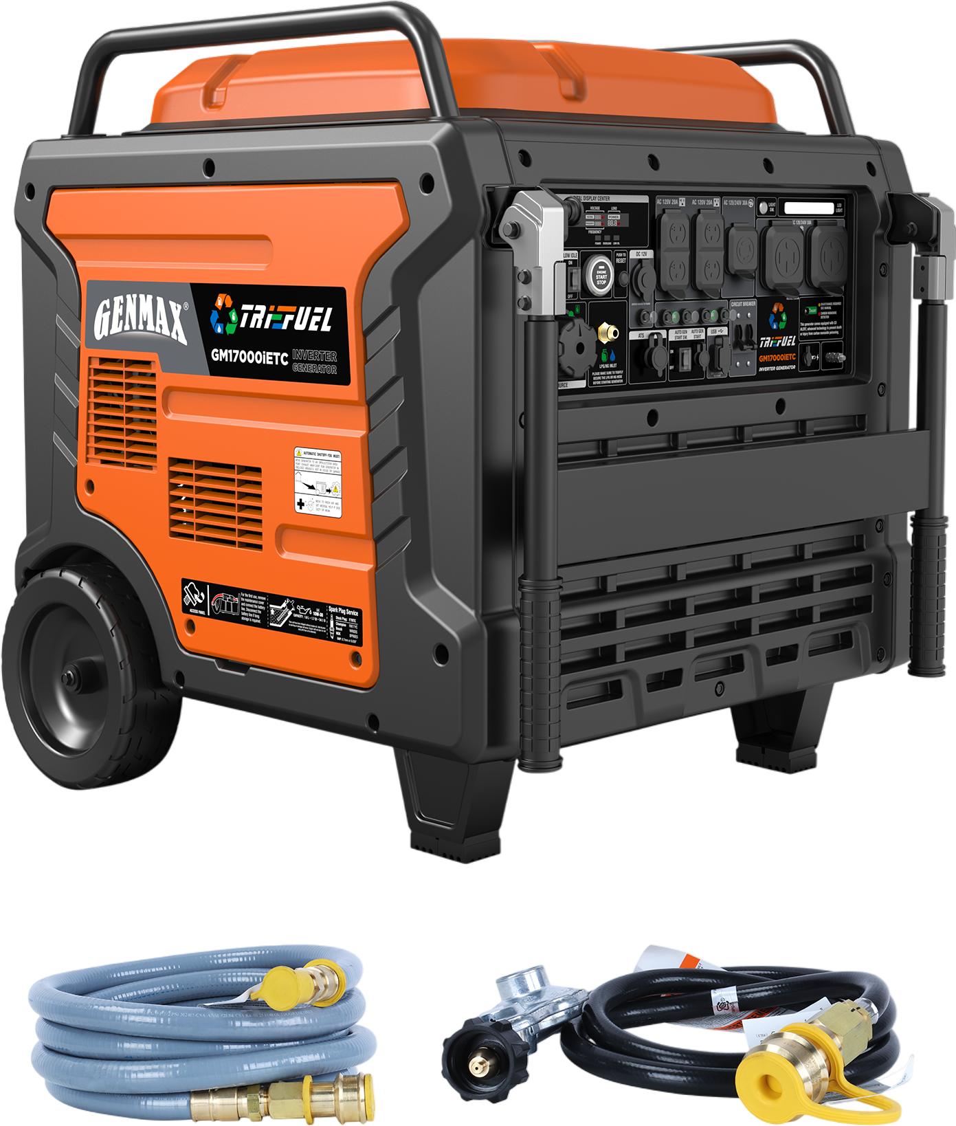 GENMAX GM17000iET 13500W/17000W Generator Tri-Fuel 50A Remote Start Gas Propane Natural Gas with CO Detect CARB New