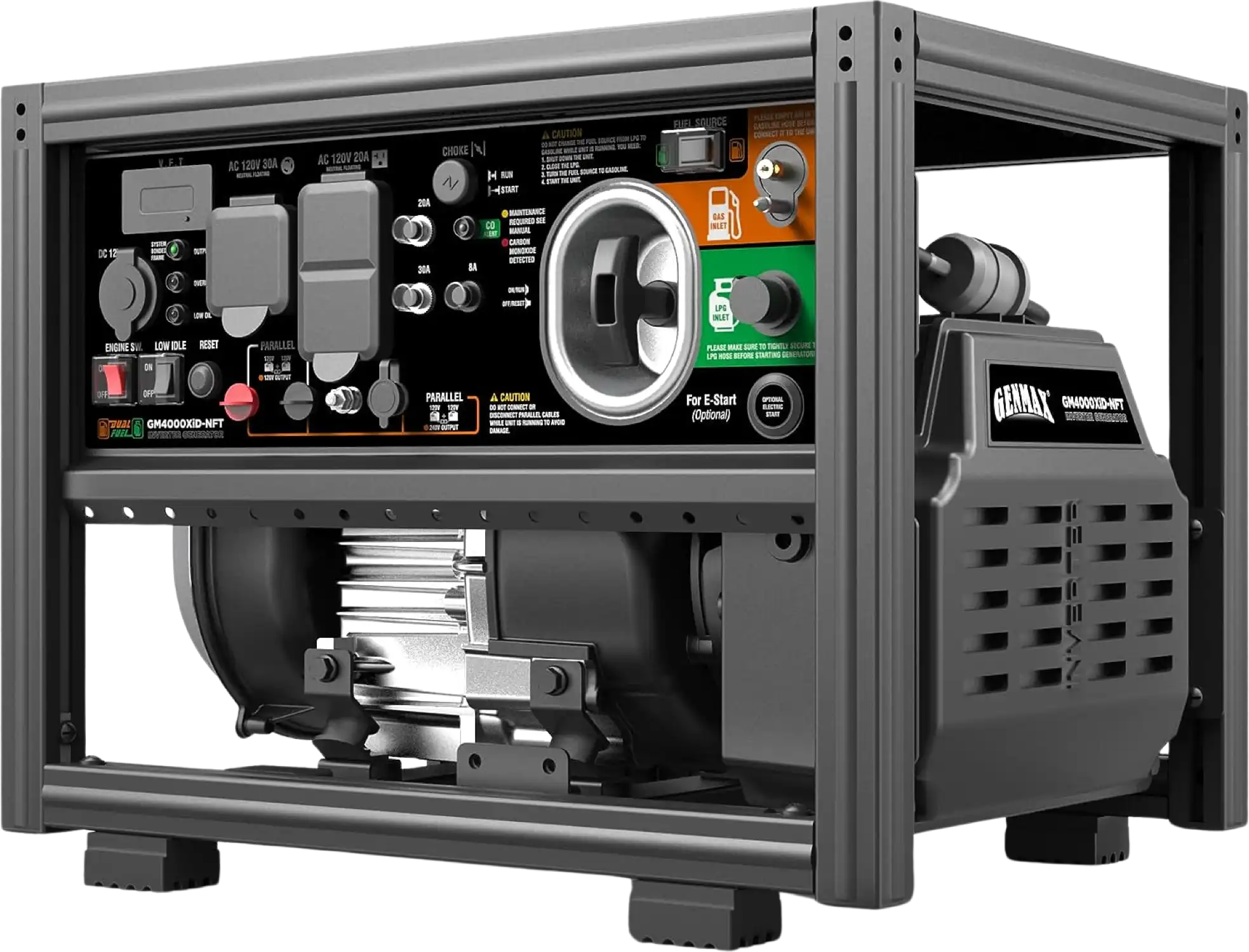 GENMAX GM4000XiD-NFT Dual Fuel DIY Inverter Generator 3200W/4000W 120V Parallel Ready with CO Detect New