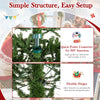 Close-up of the 12 ft prelit artificial Christmas tree's flexible hinges and quick power connector for easy setup.