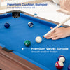 Close-up of the 48-inch pool table's premium velvet surface and cushion bumper for smooth gameplay and ball bounce.