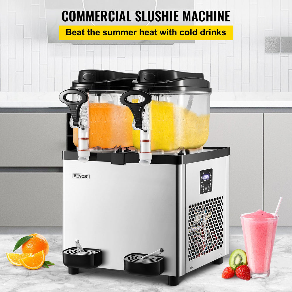 Vevor Slushy Machine 3.2 Gal 700W Dual Tank Stainless Steel Frozen Drink Maker for Commercial Use New