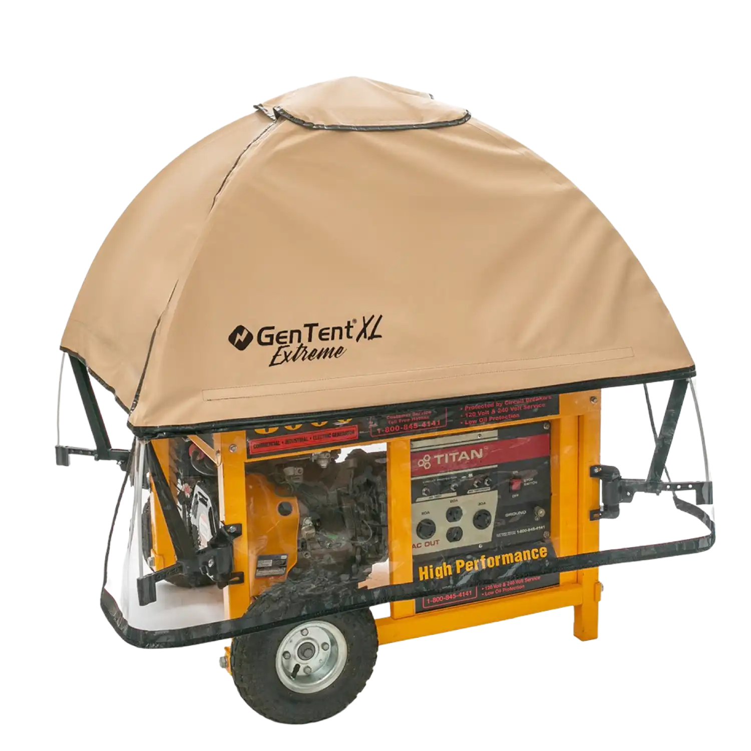 GenTent XL Extreme Stormbracer universal kit for portable open frame generators over 10,000 Watts Weatherproof running tent cover New