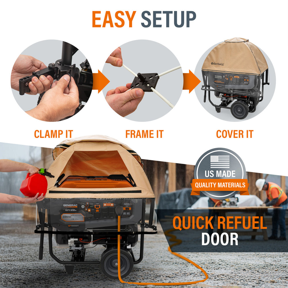 GenTent XL Universal Clamp Kit for Open Frame Generators Weatherproof Running Tent Cover New