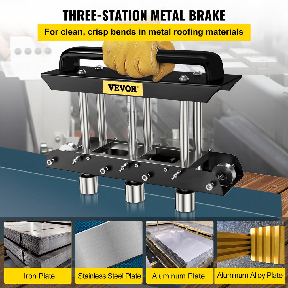 Vevor Three-Station Edge Roller 0-90° Sheet Metal Brake Adjustable 0.63"-5.7" Bends for 30-19 Gauge Steel New