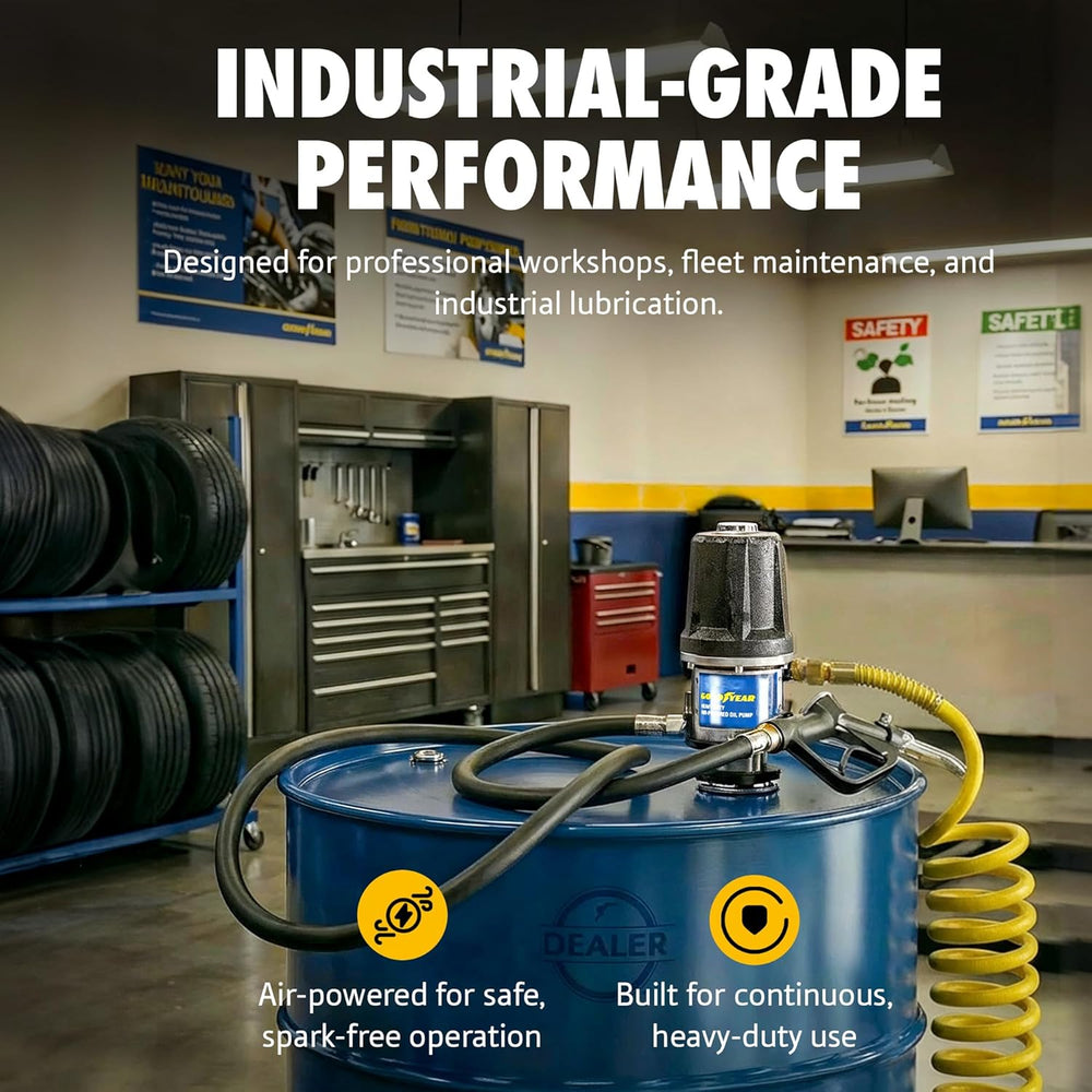 Goodyear GUL012 Oil Drum Pump 10.6 GPM 870 PSI 3/4" Female Outlet 1/4" MPT Inlet Air-Operated Pneumatic for 48-58 Gallon Drums New