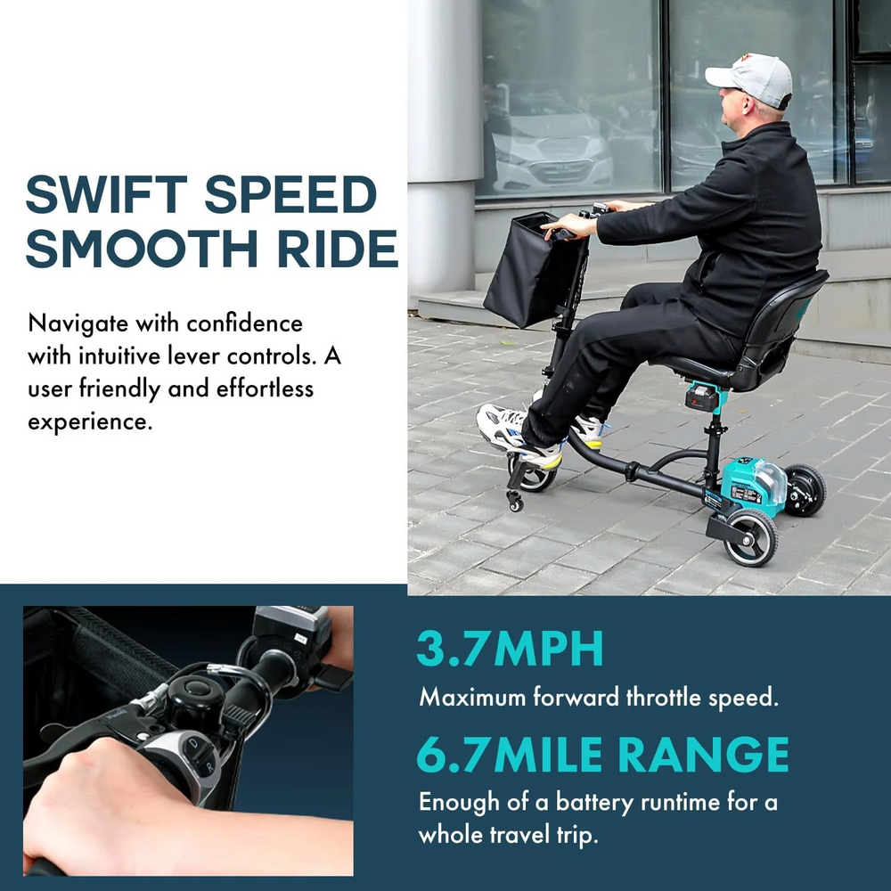 G GUT142 Lightweight 48V Long Range Folding Electric Mobility Scooter plus Extra Battery New