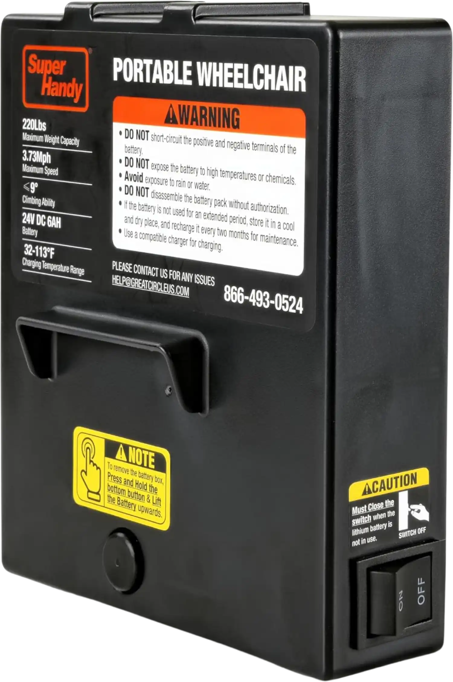 Super Handy GUT163 Replacement Battery 24V 6Ah Li-Ion for GUT155 Electric Wheelchair New