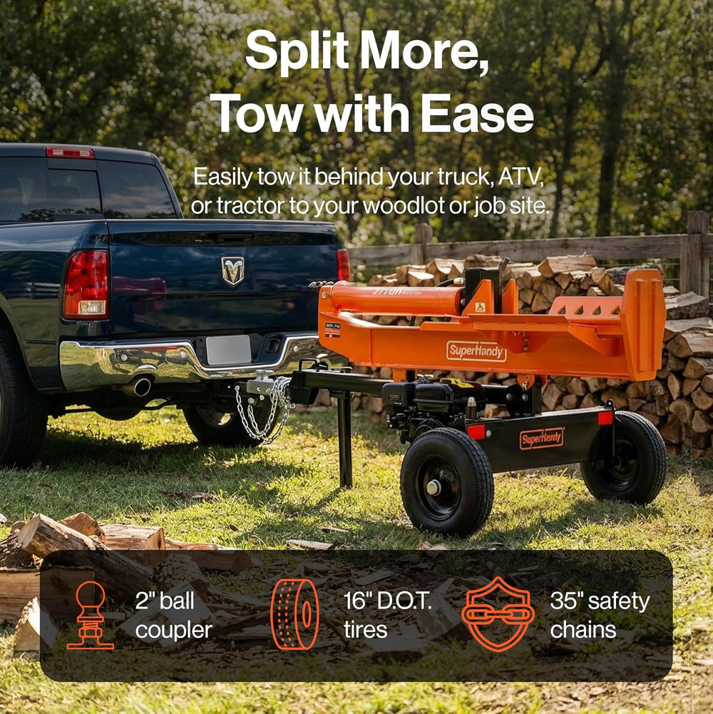 Super Handy GUT199 Log Splitter 27 Ton Full Beam Vertical/Horizontal 223cc Gas Towable New