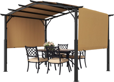 Vevor Outdoor Retractable Pergola 10' x 10' with Arched Top and Waterproof Canopy New