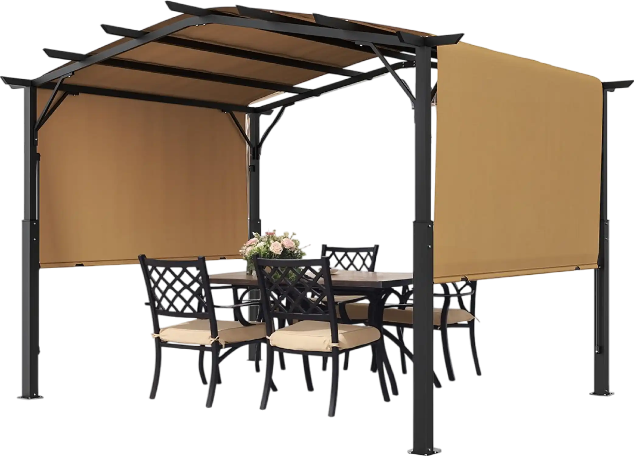 Vevor Outdoor Retractable Pergola 12' x 10' with Arched Top and Waterproof Canopy New