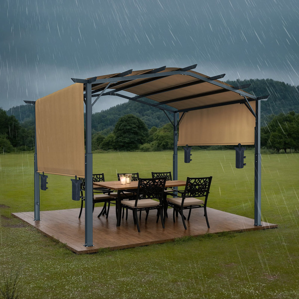 Vevor Outdoor Retractable Pergola 12' x 10' with Arched Top and Waterproof Canopy New