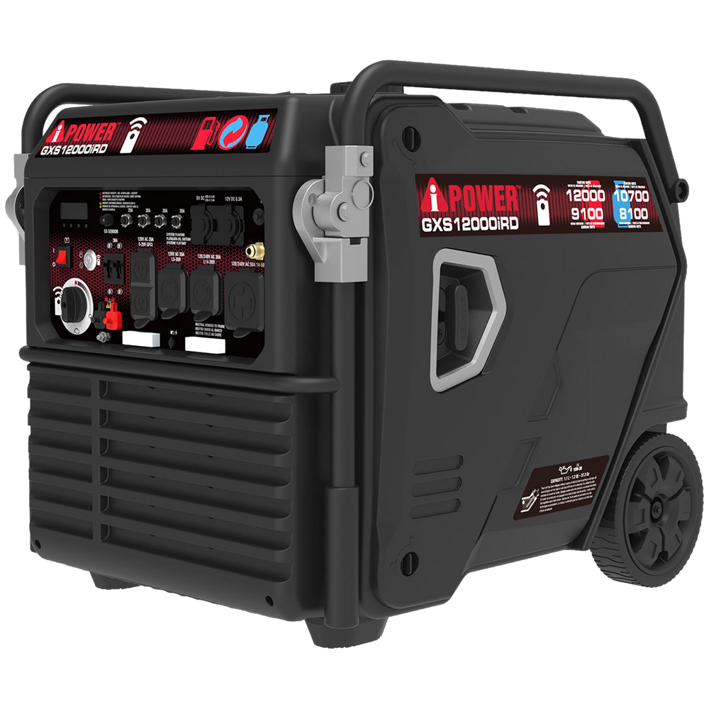 GXS12000iRD 12000 Watts Dual Fuel Portable Inverter Generator, Gas & Propane Powered, Remote Electric Start,for Home Backup & Emergency Ready, Job Site, RV