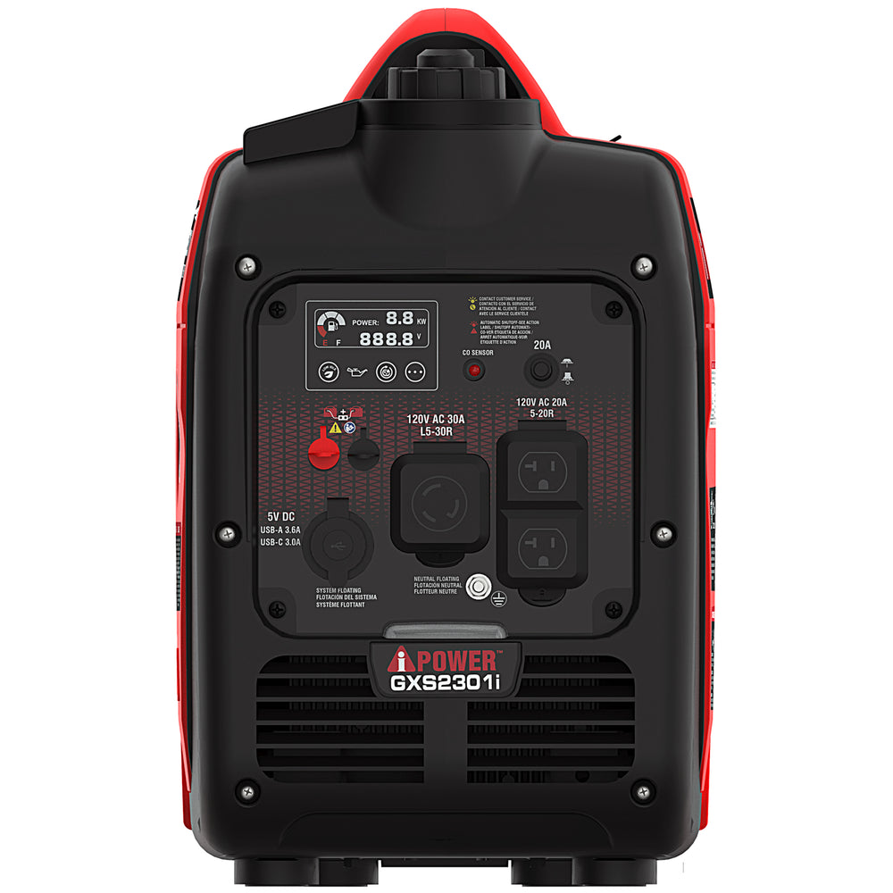 A-iPower GXS2301i 1800W/2300W Generator Gas Low THD Inverter CO Alert New