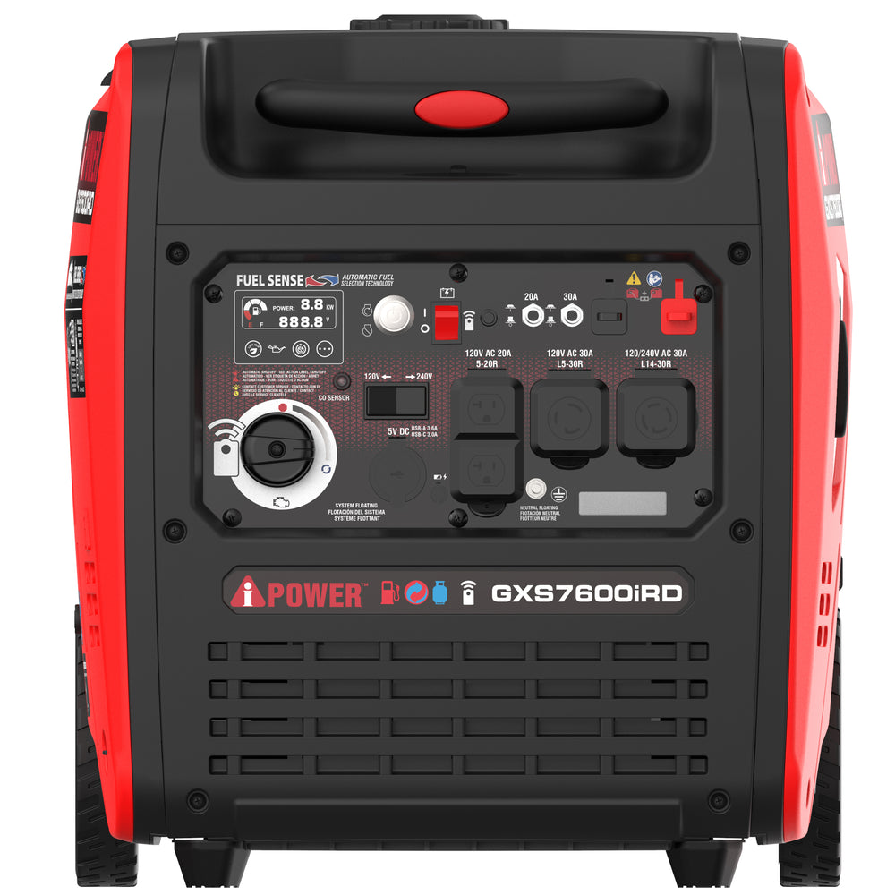 A-iPower GXS7600iRD 6100W/7600W Generator Dual Fuel Gas Propane Low THD Inverter CO Alert New
