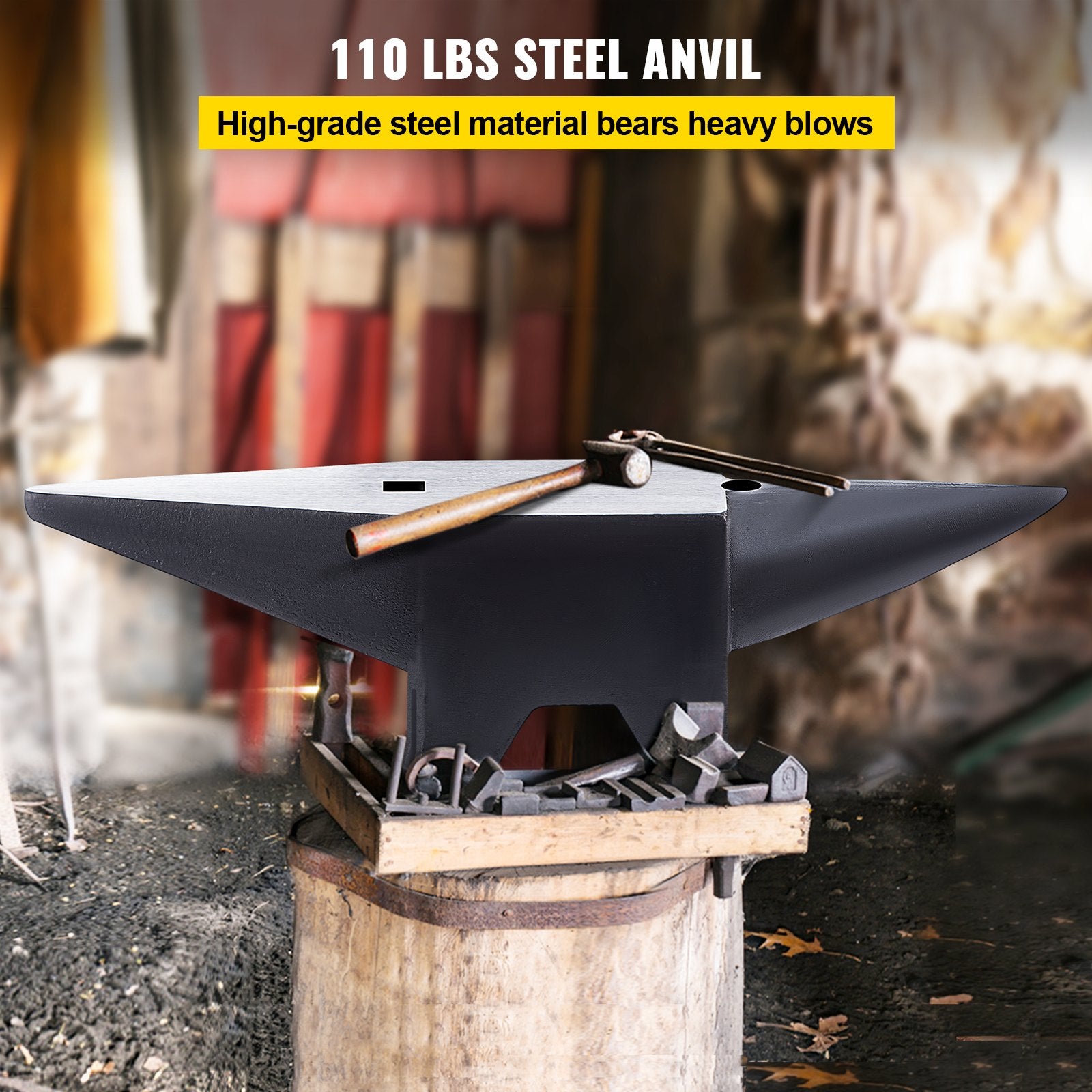 Vevor Cast Steel Anvil 110 Lbs. Single Horn Large