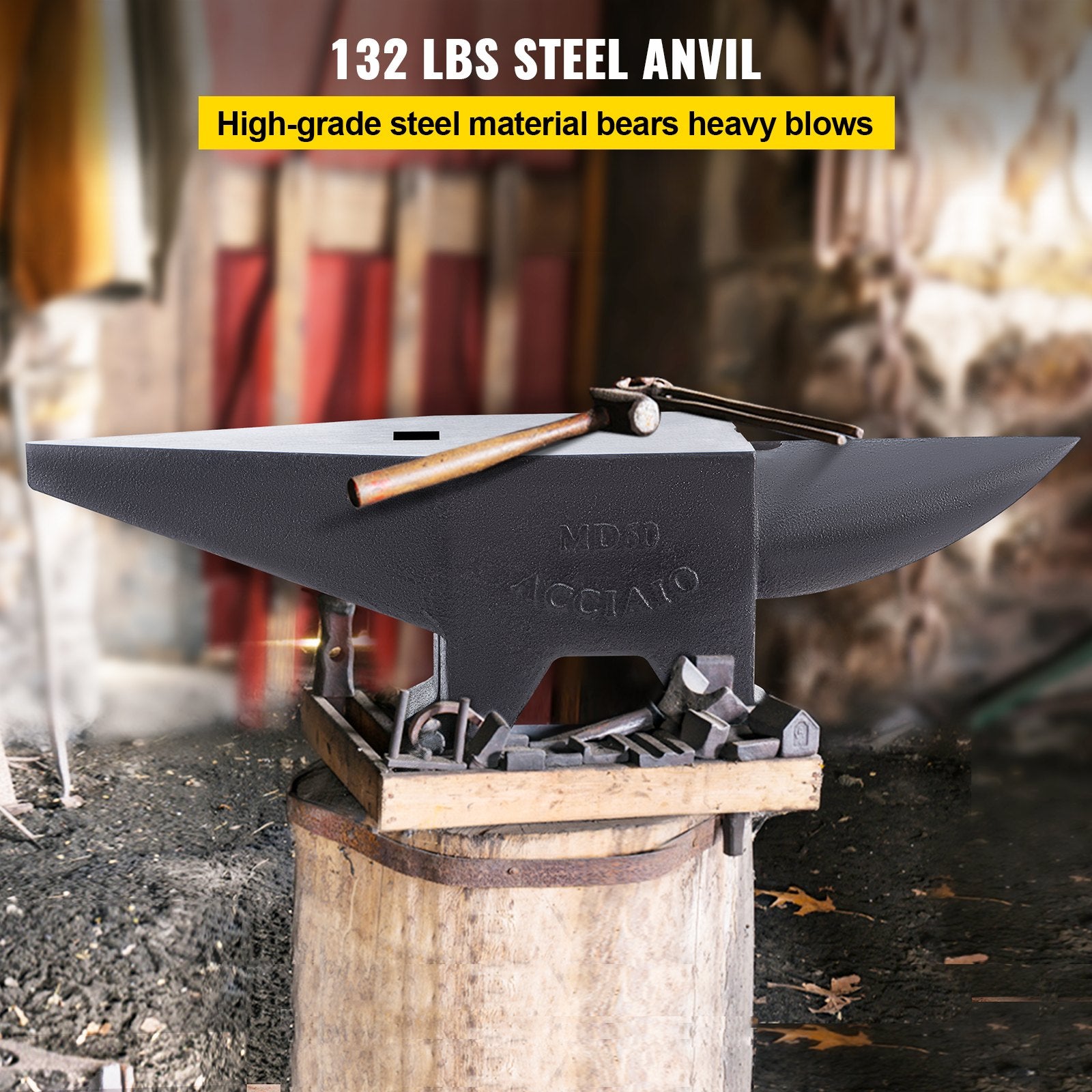 Vevor Cast Steel Anvil 132 Lbs. Single Horn Large
