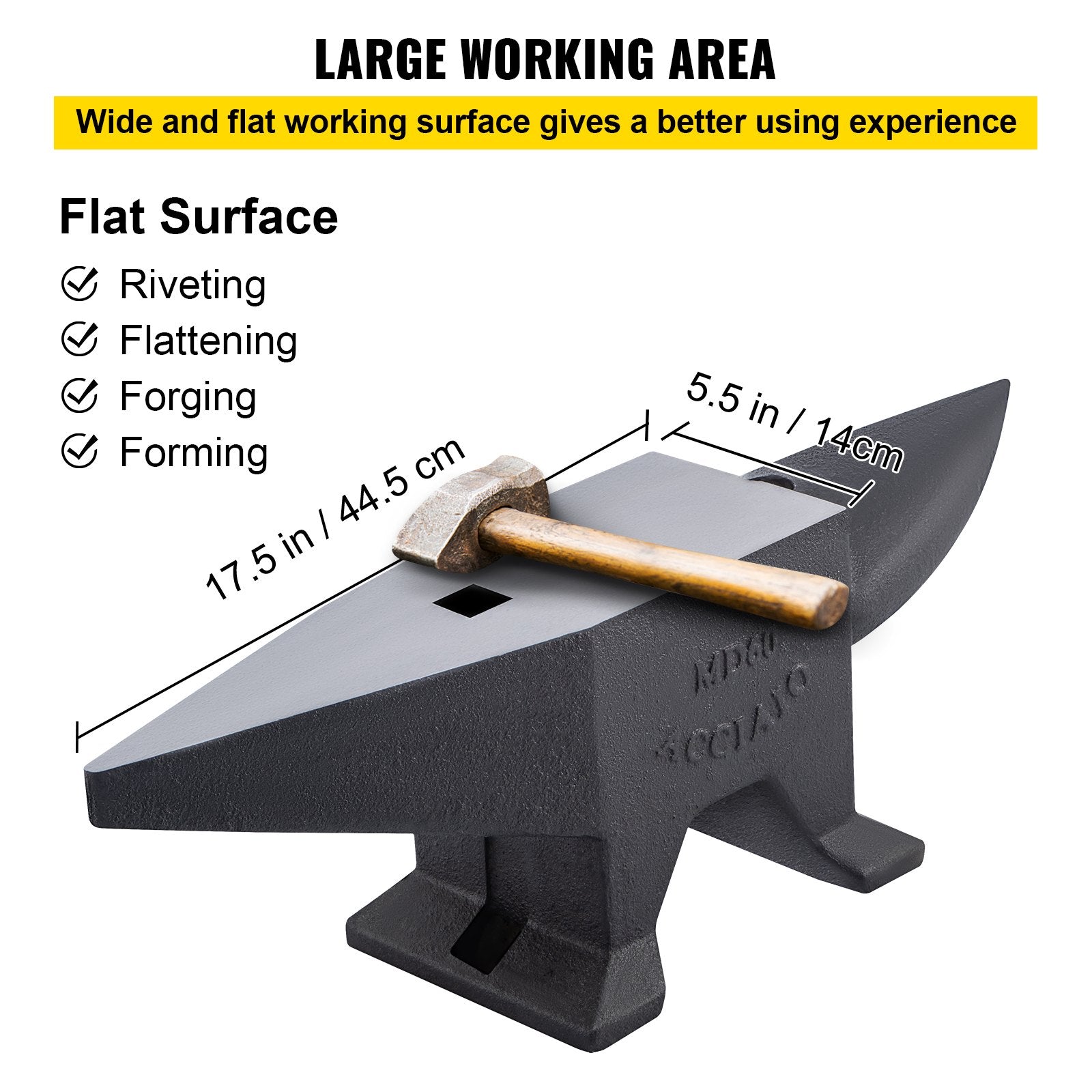 Vevor Cast Steel Anvil 132 Lbs. Single Horn Large