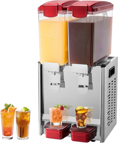 Vevor Beverage Dispenser 10.5 Qt 2 Tank Commercial Cold Juice Machine 260W Stainless Steel New