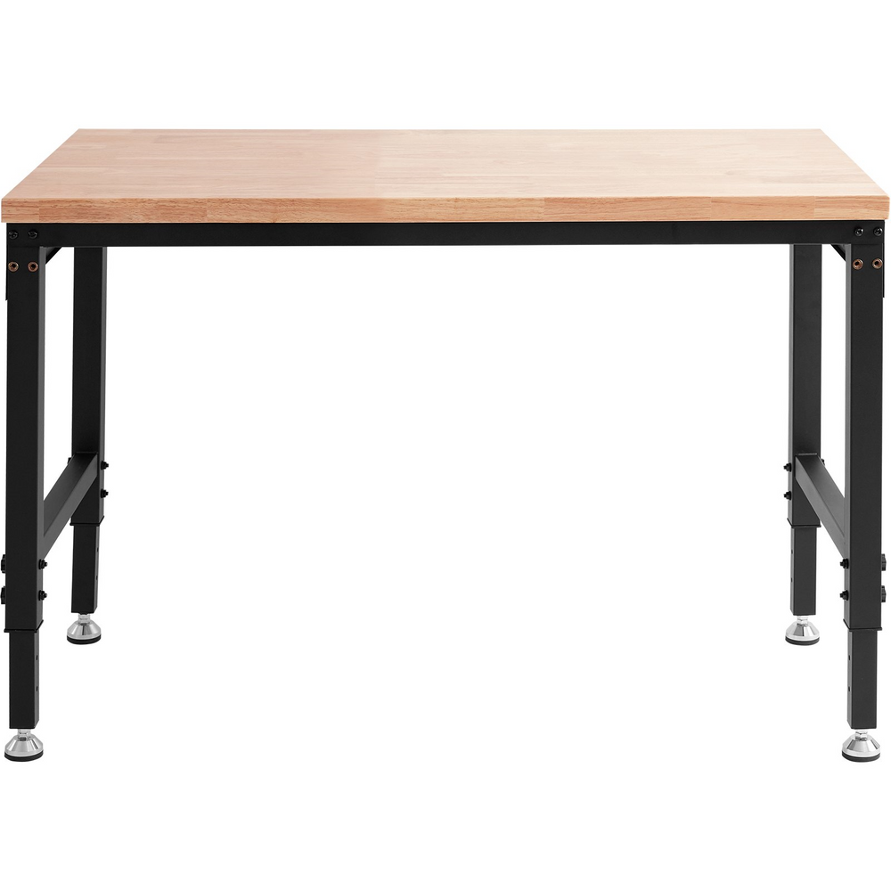 Vevor 48" x 24" Workbench 2000 lbs Load Capacity And 28" to 39.5" Adjustable Height Range Oak Top Steel Frame New