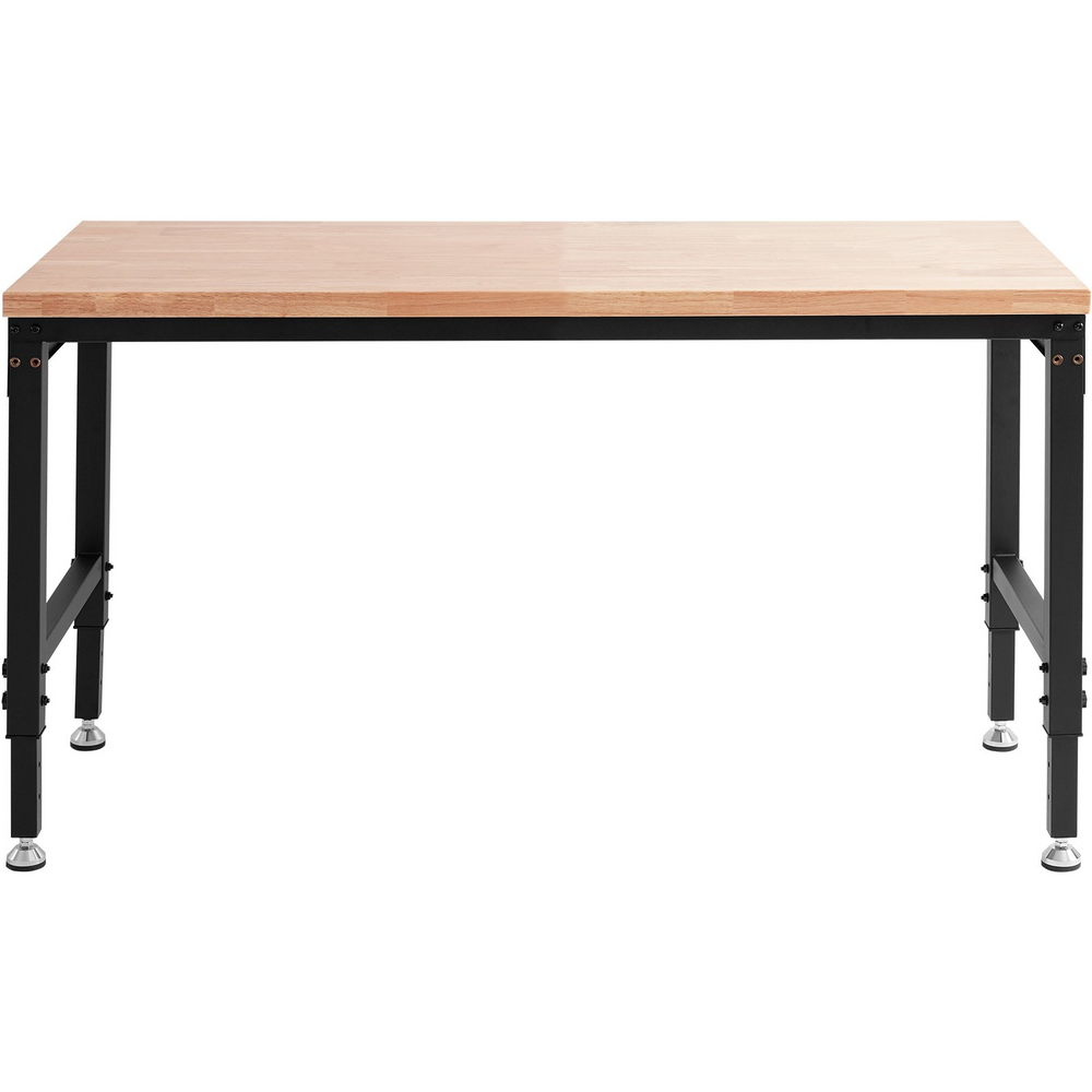 Vevor 60" x 22" Workbench 2000 lbs Load Capacity And 28" to 39.5" Adjustable Height Range Oak Top Steel Frame New