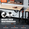 Vevor 60" x 22" Workbench 2000 lbs Load Capacity And 28" to 39.5" Adjustable Height Range Oak Top Steel Frame New