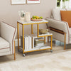 G-shaped Side Table 3-Tier Mobile End Table with Open Shelves-White - Gallery View 1 of 9