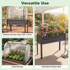 Galvanized raised garden bed with greenhouse cover, featuring legs for easy access and weatherproof protection for.