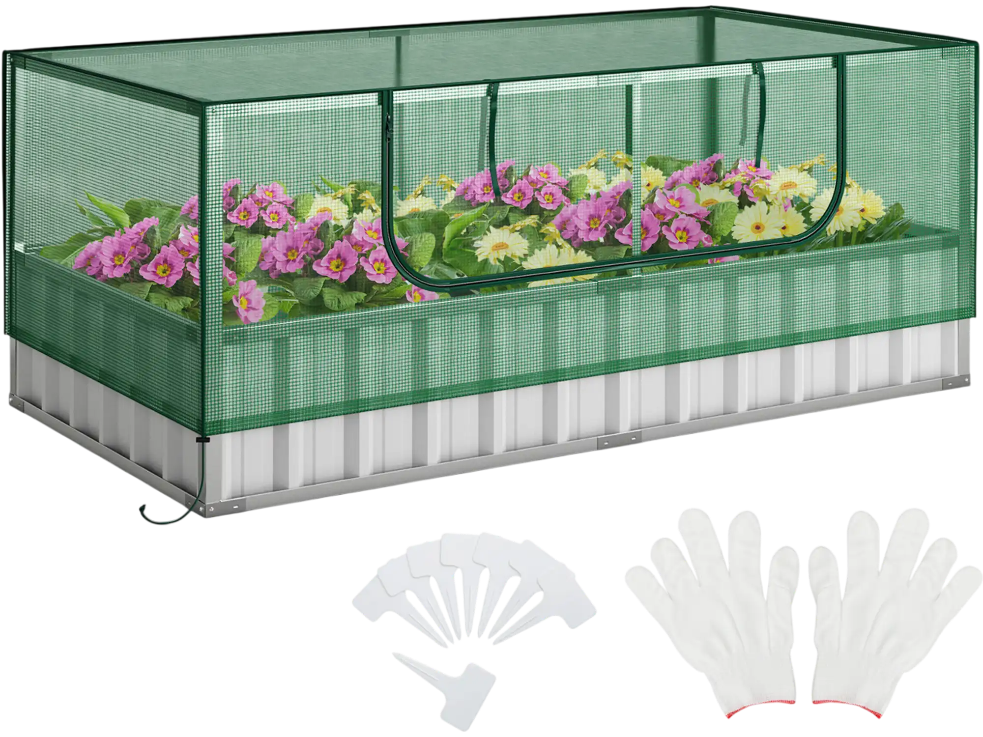 Costway Galvanized Raised Garden Bed Greenhouse Cover 38195276 New