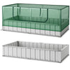 Galvanized raised garden bed with a weather-resistant PE grid cover, ideal for growing plants or as a mini greenhouse.