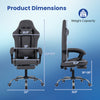 Gaming chair dimensions with adjustable height, headrest, and lumbar support for optimal comfort and stability.