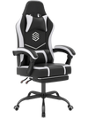 Gaming chair showcasing a sleek black design with padded linkage armrests and 90°-135° reclining backrest for versatile.