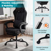 Height adjustable gaming chair in black with headrest, lumbar support, and 360° swivel for optimal comfort and mobility.