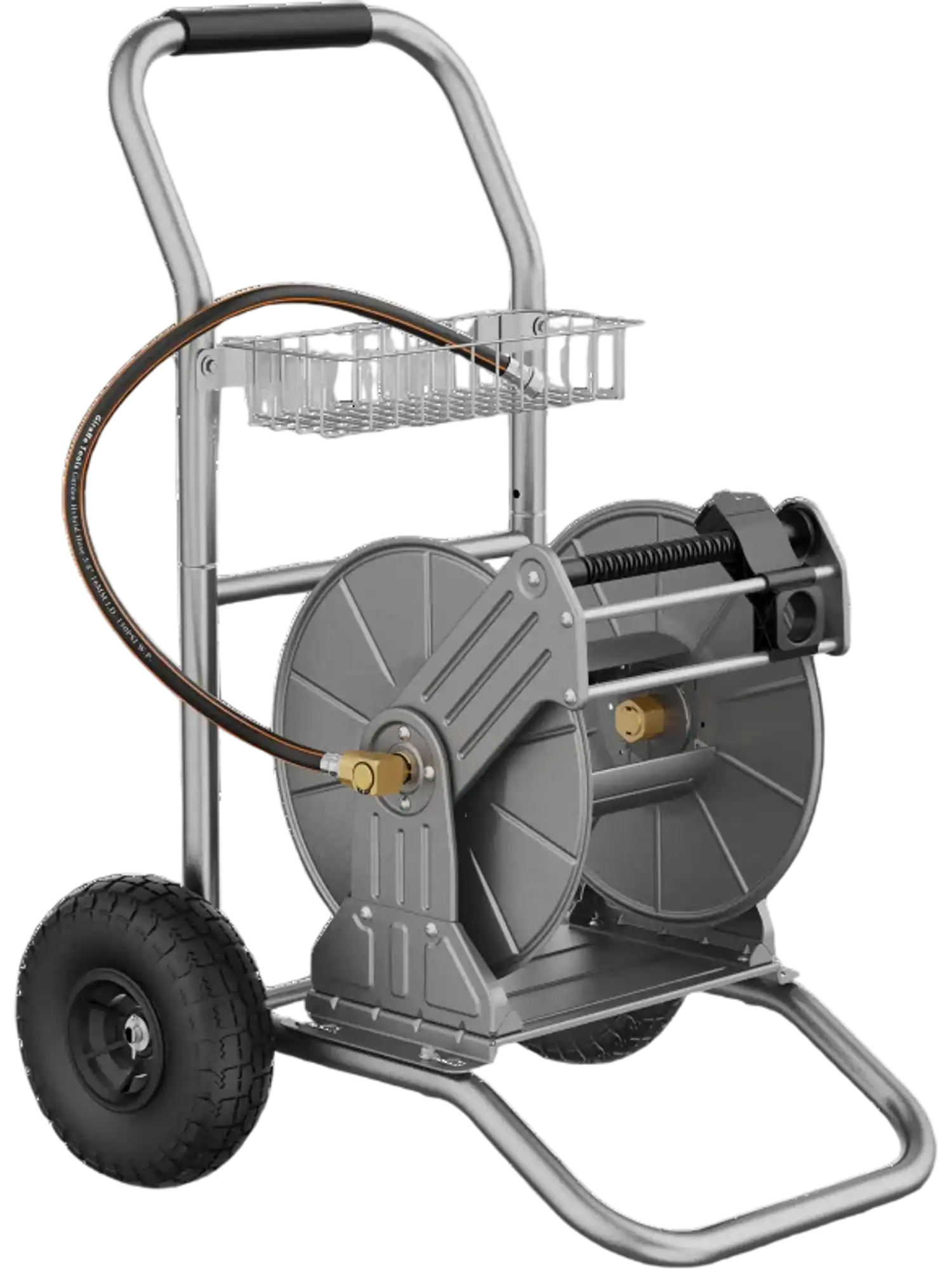 Giraffe Tools SW-8C Garden Hose Reel Cart 2 Wheels Stainless Steel Silver New