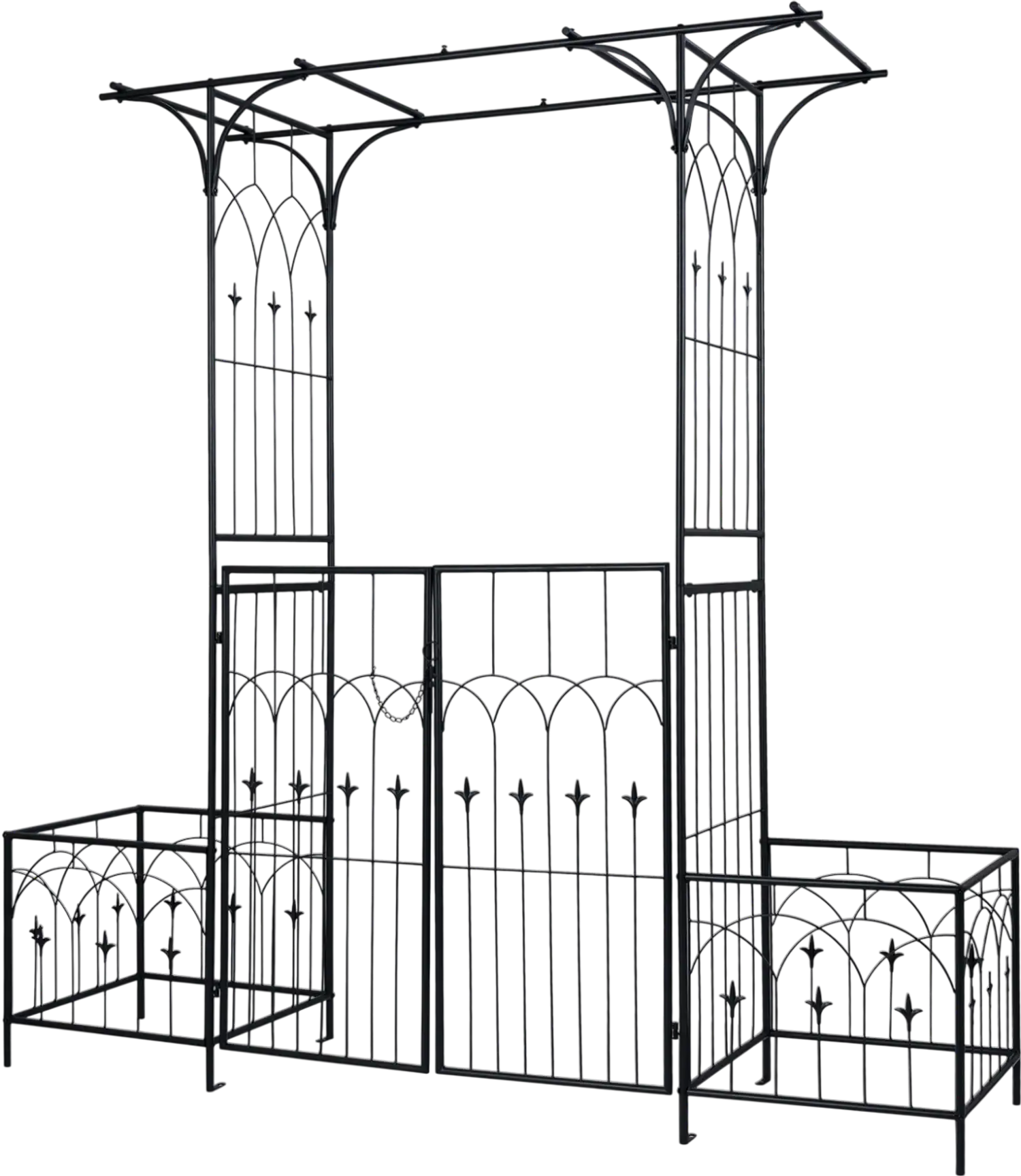 Costway Garden Arbor Gate Planter Boxes Metal Arch Side Trellis 27614065 New