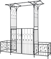 Garden Arbor with Gate and Planter Boxes Heavy Duty Metal Arch with Side Trellis