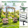 Garden arbor with gate and planter boxes, heavy-duty metal construction, perfect for supporting climbing plants and.