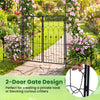 Garden arbor with double-door gate and planter boxes, featuring a sturdy metal frame for garden pathways and.