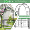Garden arbor with gate in black, featuring elegant flower decorations and reinforced crossbars for stability in gardens.