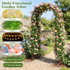 Heavy-duty metal garden arch trellis, 87 inches tall, designed for climbing plants and decorative accents in outdoor.