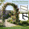 Garden arch trellis, 87 inches tall, heavy-duty metal with reinforced crossbars, perfect for climbing plants in gardens.