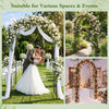 Heavy-duty metal garden arch 87 inches tall with elegant accents, ideal for climbing plants and outdoor events.