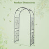 Garden arch trellis measuring 87 inches tall, made of heavy-duty powder-coated metal, ideal for climbing plants.