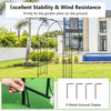 Black garden arch arbor trellis with 4 metal ground stakes for stability, perfect for climbing plants and outdoor decor.