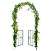 Garden arch arbor trellis with gate in black, featuring climbing plant supports and an elegant design for outdoor use.