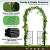 Garden arch arbor trellis with gate, black metal frame, includes 4 ground stakes for stability, perfect for outdoor.