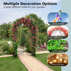 Garden arch arbor trellis with gate in black, featuring sturdy metal frame and climbing plant supports for outdoor.