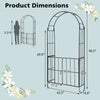 Garden arch arbor trellis with gate, black metal frame, dimensions 90.5" height, 43.5" width, ideal for outdoor.