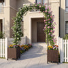 Garden arch trellis with two self-watering planter boxes in black, perfect for supporting climbing plants in your yard.